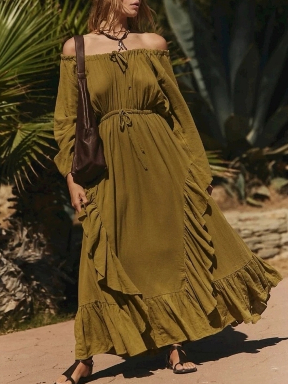 Free People Shore Chic Maxi Dress In Moss Green From Free -est Collection